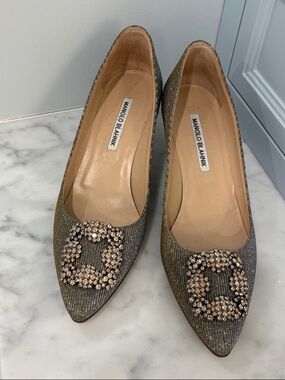 Manolo Blahnik HANGISI GLITTER 50 Size 38